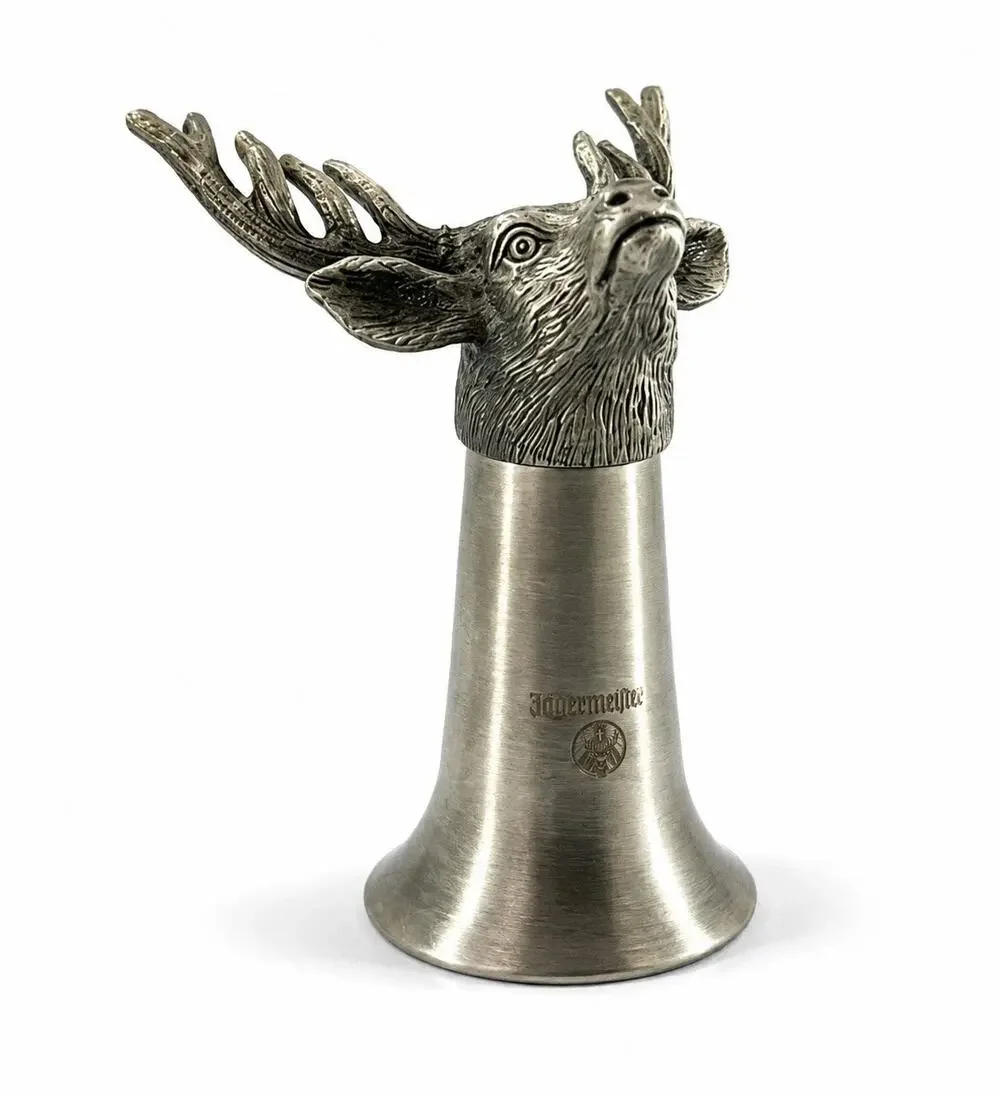 Jägermeister Deer Head Pewter Shot Glass 3.5” Hunting Stag Barware Germany